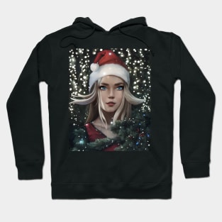 Portrait Of Female Anime Santa Hoodie